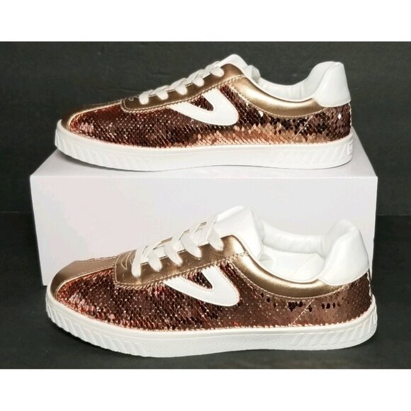 TRETORN CAMDEN SEQUIN WHITE / DARK PINK CHILD SIZE 5 NEW IN BOX LE-03 A-R - Picture 1 of 12